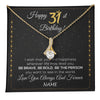 Alluring Beauty Necklace 18K Yellow Gold Finish | 1 | Personalized Happy 31st Birthday Necklace For Her Girls Daughter Niece Sister Goddaughter Granddaughter 31 Year Old Birthday Customized Gift Box Message Card | teecentury