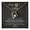 Forever Love Necklace 18K Yellow Gold Finish | 1 | Personalized Happy 31st Birthday Necklace For Her Girls Daughter Niece Sister Goddaughter Granddaughter 31 Year Old Birthday Customized Gift Box Message Card | teecentury
