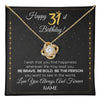 Love Knot Necklace 18K Yellow Gold Finish | 1 | Personalized Happy 31st Birthday Necklace For Her Girls Daughter Niece Sister Goddaughter Granddaughter 31 Year Old Birthday Customized Gift Box Message Card | teecentury