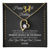 Forever Love Necklace 18K Yellow Gold Finish | 1 | Personalized Happy 34Th Birthday Necklace For Her Girls Daughter Niece Sister Goddaughter Granddaughter 34 Year Old Birthday Customized Gift Box Message Card | teecentury