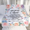 Personalized Happy Birthday Aunt Gifts From Niece Nephew Blanket Butterfly Flower Present Birthday Gift For Aunt Gifts Customized Fleece Throw Blanket | teecentury