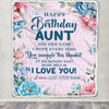 Personalized Happy Birthday Aunt Gifts From Niece Nephew Blanket Floral Flower Birthday Gifts For Aunt Gifts For Birthday Customized Fleece Throw Blanket | teecentury