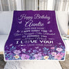 Personalized Happy Birthday Auntie Birthday Gifts From Niece Nephew Blanket Purple Floral Unique Birthday Gifts Auntie Gifts Customized Fleece Throw Blanket | teecentury