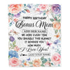 Personalized Happy Birthday Bonus Mom Gifts From Stepdaughter Blanket Butterfly Flower Present Birthday Gift For Stepmom Gifts Customized Fleece Throw Blanket | teecentury