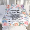 Personalized Happy Birthday Bonus Mom Gifts From Stepdaughter Blanket Butterfly Flower Present Birthday Gift For Stepmom Gifts Customized Fleece Throw Blanket | teecentury