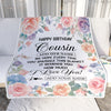 Personalized Happy Birthday Cousin Gifts From Family Blanket Butterfly Flower Present Birthday Gift For Cousin Gifts Customized Fleece Throw Blanket | teecentury