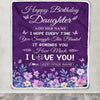 Personalized Happy Birthday Daughter Birthday Gifts From Mom Dad Blanket Purple Floral Unique Birthday Gifts Daughter Gifts Customized Fleece Throw Blanket | teecentury