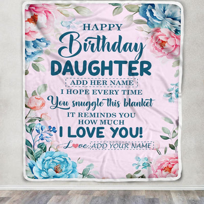 Personalized Happy Birthday Daughter Gifts From Mom Dad Blanket Floral Flower Birthday Gifts For Daughter Gifts For Birthday Customized Fleece Throw Blanket | teecentury