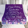 Personalized Happy Birthday Godmother Birthday Gifts From Niece Nephew Blanket Purple Floral Unique Birthday Gifts Aunt Gifts Customized Fleece Throw Blanket | teecentury