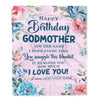 Personalized Happy Birthday Godmother Gifts From Niece Nephew Blanket Floral Flower Birthday Gifts For Aunt Gifts For Birthday Customized Fleece Throw Blanket | teecentury