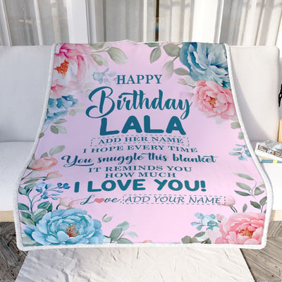 Personalized Happy Birthday Lala Gifts From Granddaughter Grandson Blanket Floral Flower Birthday Gifts For Lala Gifts For Birthday Customized Fleece Blanket | teecentury