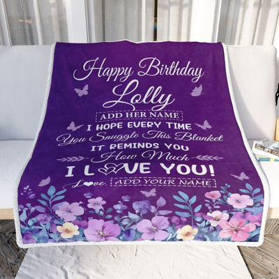 Personalized Happy Birthday Lolly Birthday Gifts From Granddaughter Grandson Blanket Purple Floral Unique Birthday Gifts Lolly Gifts Customized Fleece Blanket | teecentury
