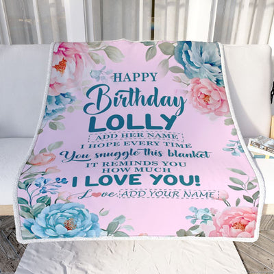 Personalized Happy Birthday Lolly Gifts From Granddaughter Grandson Blanket Floral Flower Birthday Gifts For Lolly Gifts Birthday Customized Fleece Blanket | teecentury