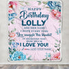 Personalized Happy Birthday Lolly Gifts From Granddaughter Grandson Blanket Floral Flower Birthday Gifts For Lolly Gifts Birthday Customized Fleece Blanket | teecentury