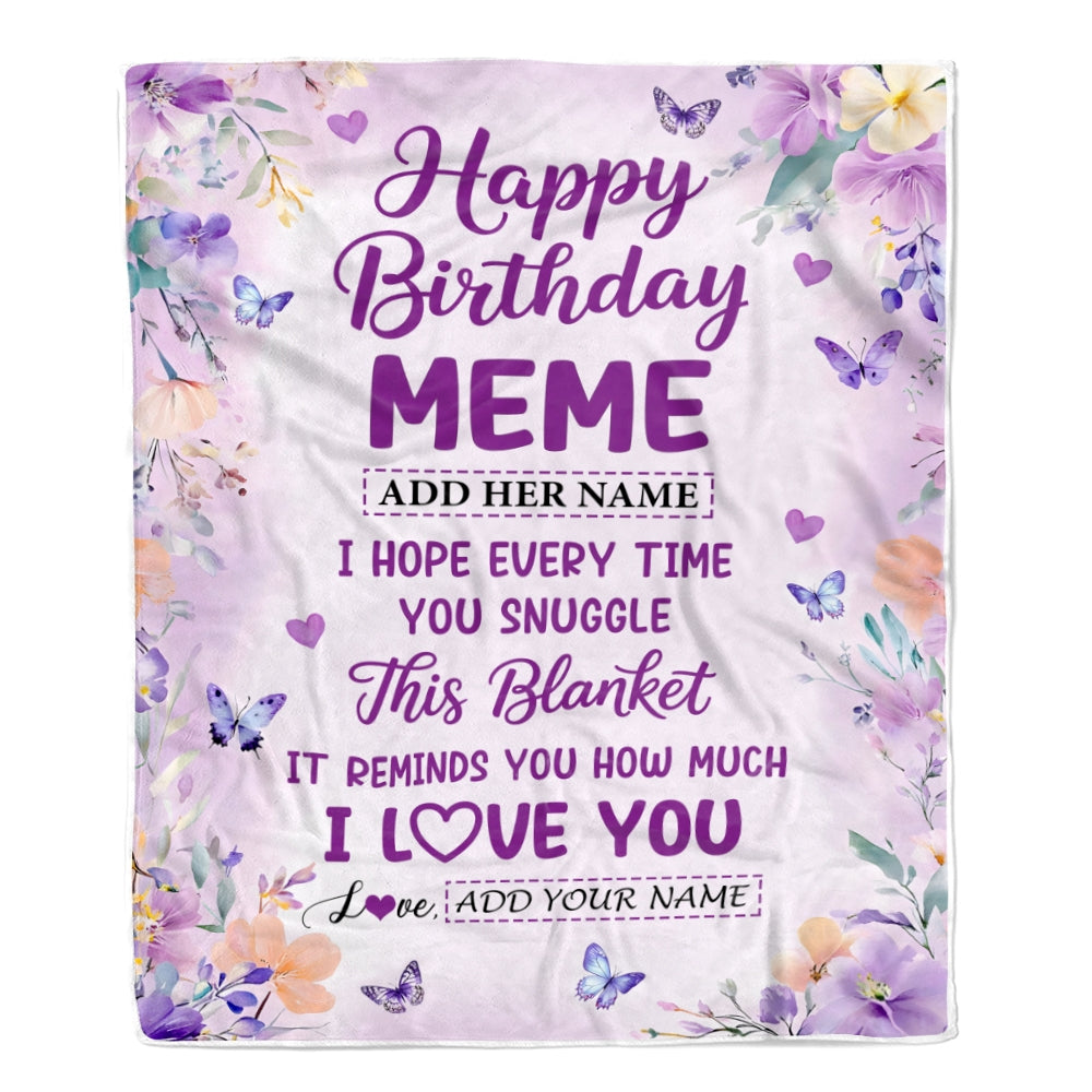 Personalized Happy Birthday Meme Gifts From Granddaughter Grandson Blanket I Love You Purple Floral Birthday Gift Idea For Meme Gifts Custom Fleece Blanket | teecentury