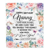 Personalized Happy Birthday Nanny Gifts From Kids Blanket Butterfly Flower Present Birthday Gift For Nanny Gifts Customized Fleece Throw Blanket | teecentury