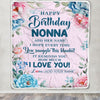 Personalized Happy Birthday Nonna Gifts From Granddaughter Grandson Blanket Floral Flower Birthday Gifts For Nonna Gifts Birthday Customized Fleece Blanket | teecentury