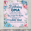 Personalized Happy Birthday Oma Gifts From Granddaughter Grandson Blanket Floral Flower Birthday Gifts For Oma Gifts For Birthday Customized Fleece Blanket | teecentury