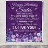 Personalized Happy Birthday Sister Birthday Gifts From Brother Blanket Purple Floral Unique Birthday Gifts Sister Gifts Customized Fleece Throw Blanket | teecentury