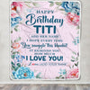 Personalized Happy Birthday Titi Gifts From Niece Nephew Blanket Floral Flower Birthday Gifts For Titi Gifts For Birthday Customized Fleece Throw Blanket | teecentury