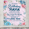 Personalized Happy Birthday Yiayia Gifts From Granddaughter Blanket Floral Flower Birthday Gifts For Yiayia Gifts For Birthday Customized Fleece Throw Blanket | teecentury