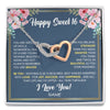 Interlocking Hearts Necklace Stainless Steel & Rose Gold Finish | Personalized Happy Sweet 16 For Girls Necklace Sweet Sixteen 16th Birthday Gifts For 16 Sixteen Old For Girl Niece Daughter Customized Gift Box Message Card | teecentury
