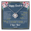 Love Knot Necklace 14K White Gold Finish | Personalized Happy Sweet 16 For Girls Necklace Sweet Sixteen 16th Birthday Gifts For 16 Sixteen Old For Girl Niece Daughter Customized Gift Box Message Card | teecentury