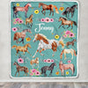Personalized Horse Blanket For Girl Kid Women Horses Floral Flower For Daughter Niece Granddaughter Birthday Christmas Customized Bed Fleece Throw Blanket | teecentury