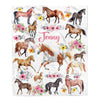 Personalized Horse For Girl Blanket Loves Horses Flower Floral For Daughter Women Birthday Graduation Christmas Customized Fleece Blanket Blanket | Teecentury.com