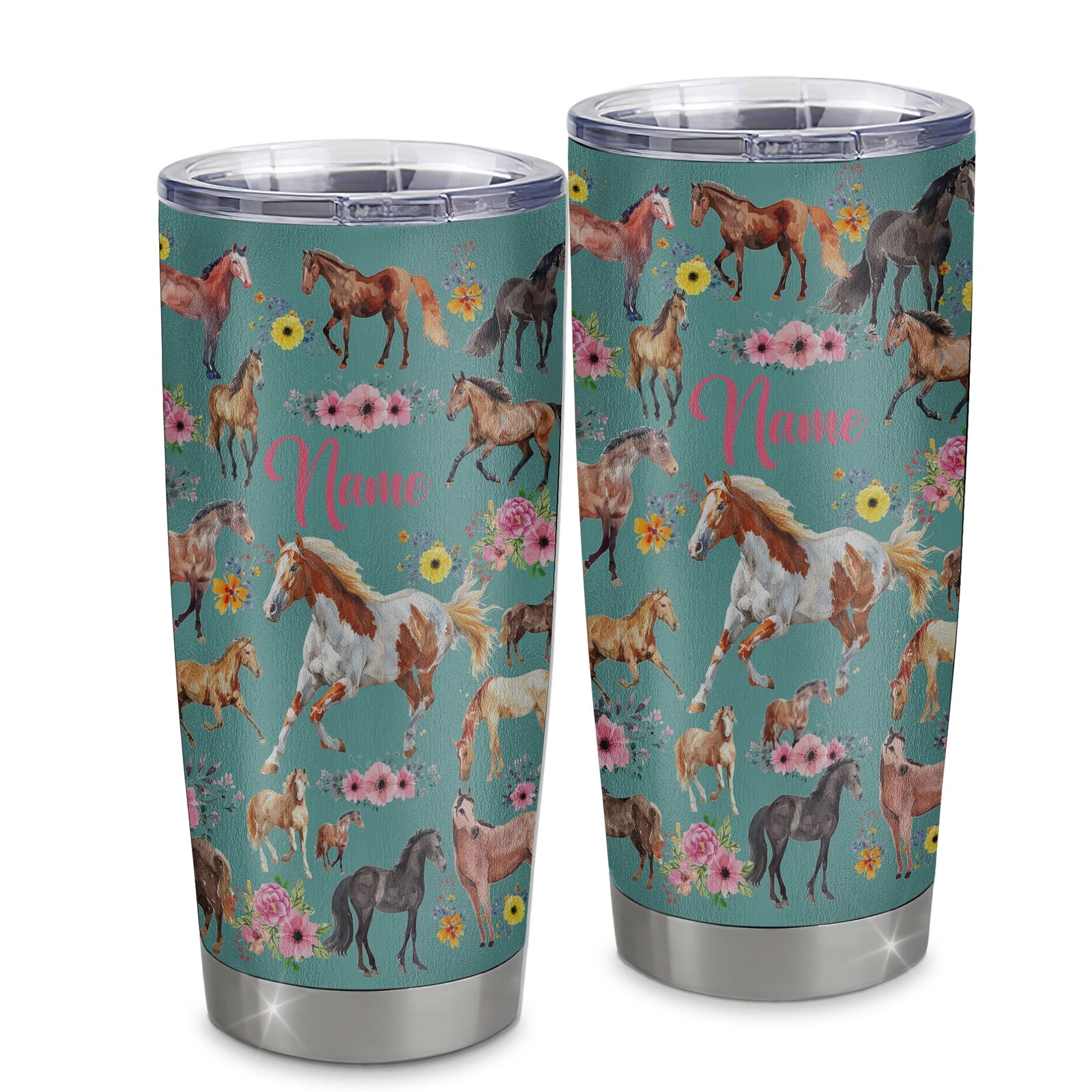 Personalized Horse For Girl Tumbler Loves Horses Flower Floral For Daughter Niece Women Birthday Graduation Thanksgiving Christmas Travel Mug | teecentury