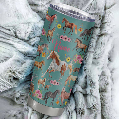 Personalized Horse For Girl Tumbler Loves Horses Flower Floral For Daughter Niece Women Birthday Graduation Thanksgiving Christmas Travel Mug | teecentury