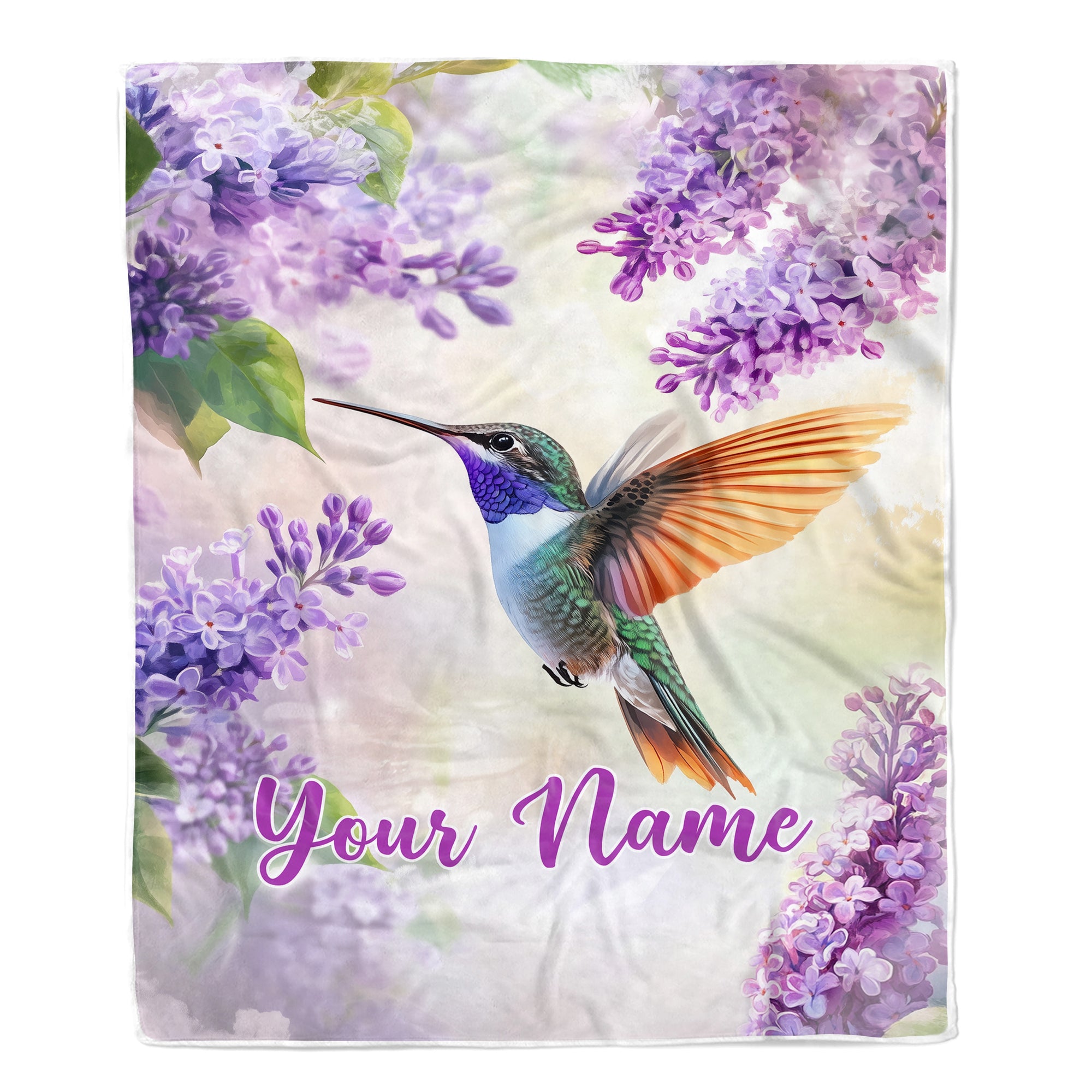Personalized Hummingbird Gifts For Women Men Hummingbird Blanket Print Bird And Flowers Art Custom With Name Gifts For Nature Lovers Customized Throw Blanket | teecentury