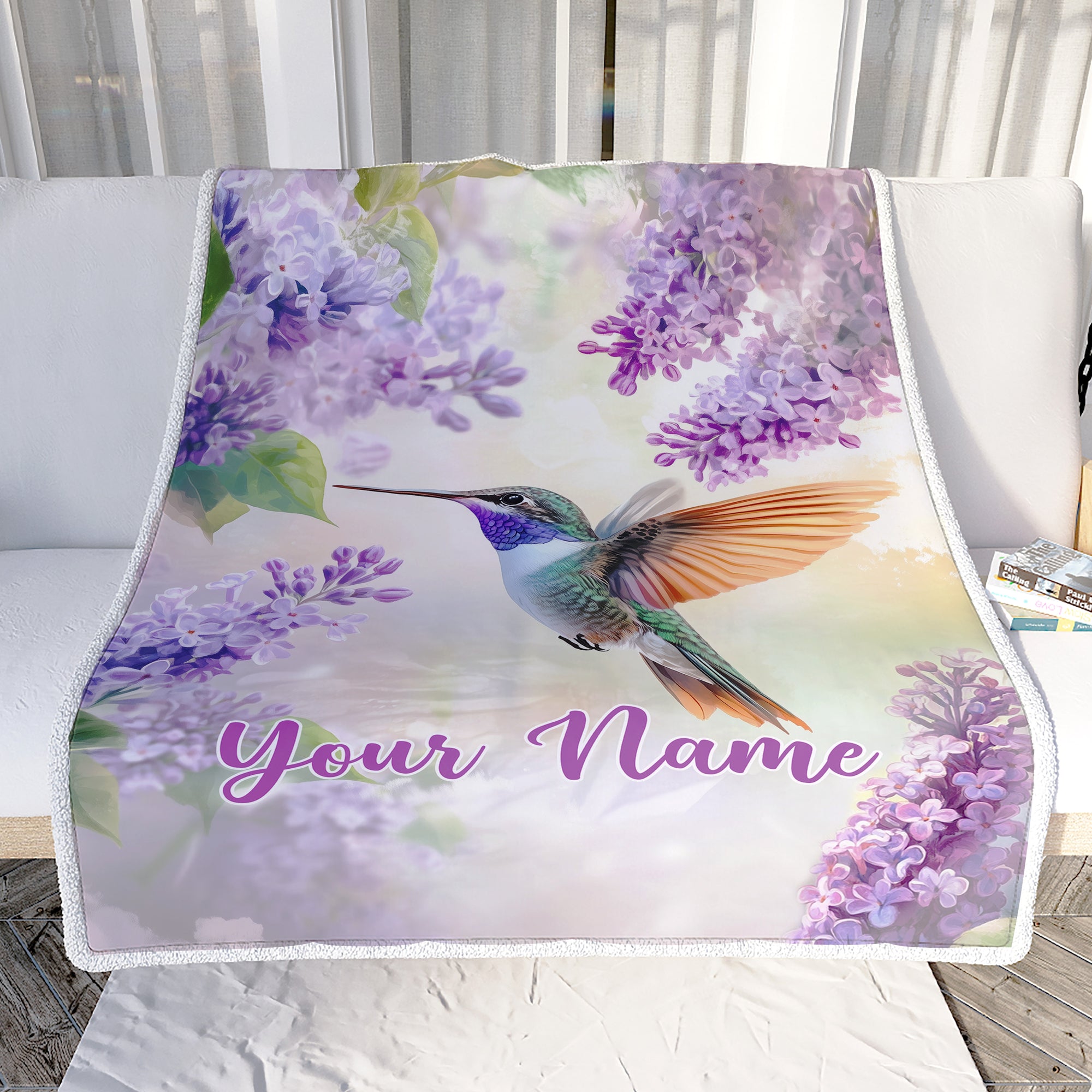Personalized Hummingbird Gifts For Women Men Hummingbird Blanket Print Bird And Flowers Art Custom With Name Gifts For Nature Lovers Customized Throw Blanket | teecentury