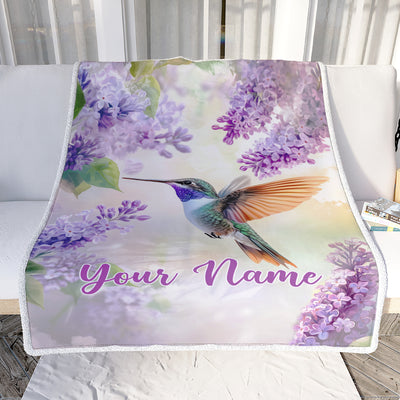 Personalized Hummingbird Gifts For Women Men Hummingbird Blanket Print Bird And Flowers Art Custom With Name Gifts For Nature Lovers Customized Throw Blanket | teecentury