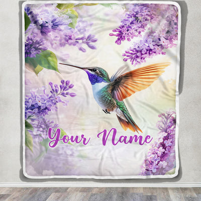 Personalized Hummingbird Gifts For Women Men Hummingbird Blanket Print Bird And Flowers Art Custom With Name Gifts For Nature Lovers Customized Throw Blanket | teecentury