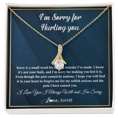 Alluring Beauty Necklace 18K Yellow Gold Finish | 1 | Personalized I'M Sorry Apology Necklace For Wife Girlfriend Forgive Me Sorry Gift Friend Partner Apology Pendant Jewelry Customized Gift Box Message Card | teecentury