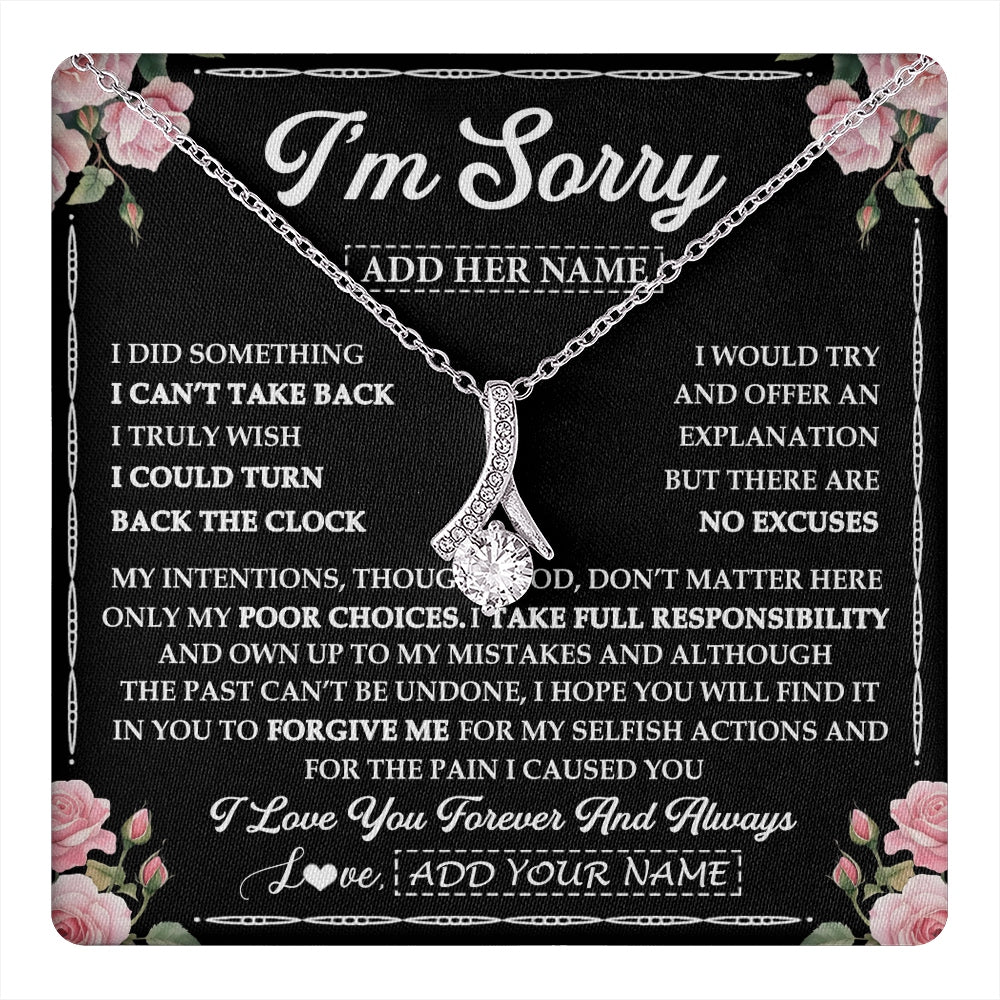 Alluring Beauty Necklace 14K White Gold Finish | 1 | Personalized I'm Sorry Necklace Gifts For Her Wife Girlfriend Soulmate Pendant Forgive Me Customized Apology Gift For Her Custom Gift Box Message Card | https://teecentury.
