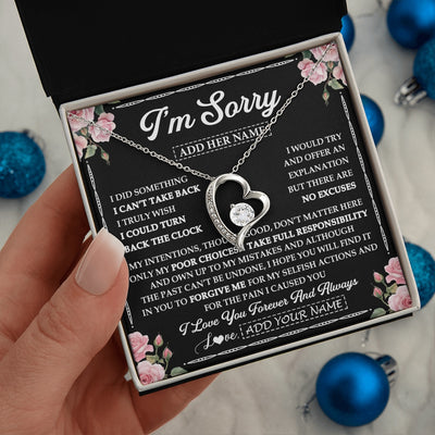 Forever Love Necklace 14K White Gold Finish | 2 | Personalized I'm Sorry Necklace Gifts For Her Wife Girlfriend Soulmate Pendant Forgive Me Customized Apology Gift For Her Custom Gift Box Message Card | https://teecentury.