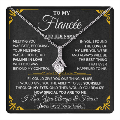 Alluring Beauty Necklace 14K White Gold Finish | 1 | Personalized Jewelry To My Fiancée Necklace From Fiancé Metting You Gift For Fiancee Romantic Birthday Valentines Christmas Custom Gift Box Message Card | https://teecentury.