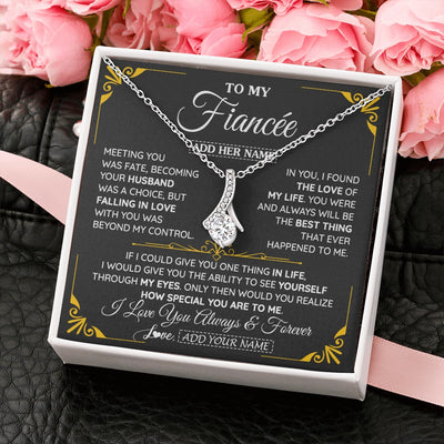 Alluring Beauty Necklace 14K White Gold Finish | 2 | Personalized Jewelry To My Fiancée Necklace From Fiancé Metting You Gift For Fiancee Romantic Birthday Valentines Christmas Custom Gift Box Message Card | https://teecentury.