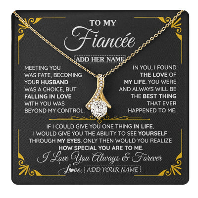Alluring Beauty Necklace 18K Yellow Gold Finish | 1 | Personalized Jewelry To My Fiancée Necklace From Fiancé Metting You Gift For Fiancee Romantic Birthday Valentines Christmas Custom Gift Box Message Card | https://teecentury.