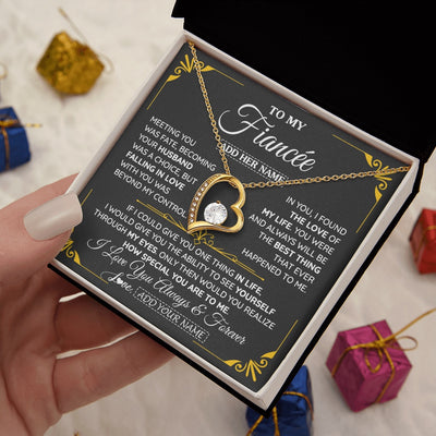 Forever Love Necklace 18K Yellow Gold Finish | 2 | Personalized Jewelry To My Fiancée Necklace From Fiancé Metting You Gift For Fiancee Romantic Birthday Valentines Christmas Custom Gift Box Message Card | https://teecentury.