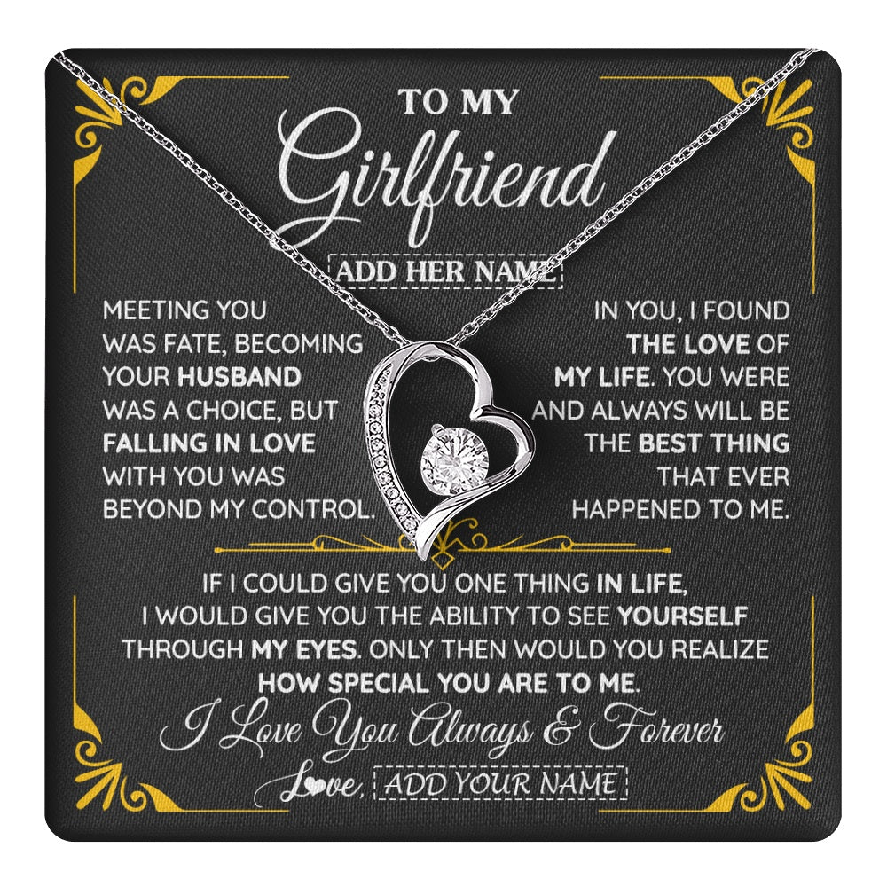 Forever Love Necklace 14K White Gold Finish | 1 | Personalized Jewelry To My Girlfriend Necklace Metting You Gift For Girlfriend Romantic Birthday Gifts Valentines Christmas Custom Gift Box Message Card | https://teecentury.