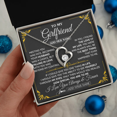 Forever Love Necklace 14K White Gold Finish | 2 | Personalized Jewelry To My Girlfriend Necklace Metting You Gift For Girlfriend Romantic Birthday Gifts Valentines Christmas Custom Gift Box Message Card | https://teecentury.