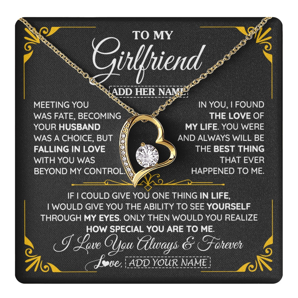 Forever Love Necklace 18K Yellow Gold Finish | 1 | Personalized Jewelry To My Girlfriend Necklace Metting You Gift For Girlfriend Romantic Birthday Gifts Valentines Christmas Custom Gift Box Message Card | https://teecentury.