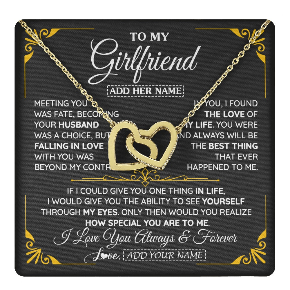 Interlocking Hearts Necklace 18K Yellow Gold Finish | 1 | Personalized Jewelry To My Girlfriend Necklace Metting You Gift For Girlfriend Romantic Birthday Gifts Valentines Christmas Custom Gift Box Message Card | https://teecentury.