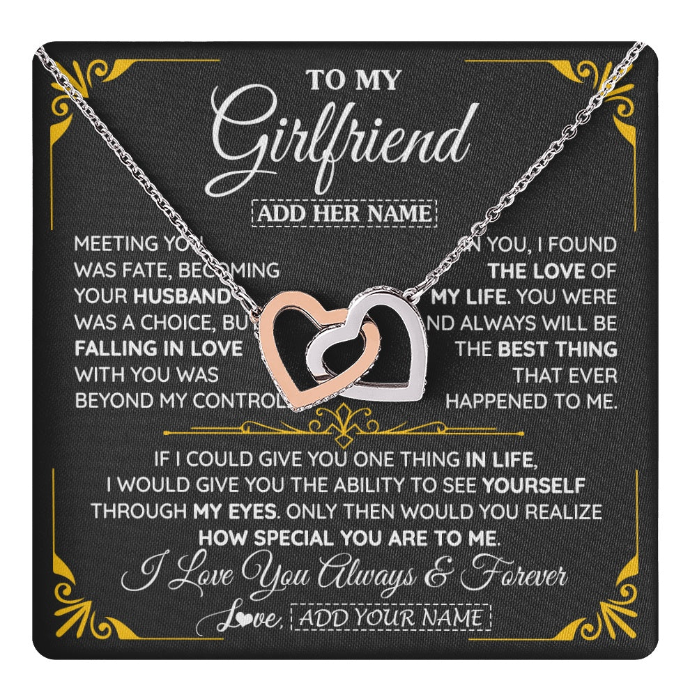 Interlocking Hearts Necklace Stainless Steel & Rose Gold Finish | 1 | Personalized Jewelry To My Girlfriend Necklace Metting You Gift For Girlfriend Romantic Birthday Gifts Valentines Christmas Custom Gift Box Message Card | https://teecentury.