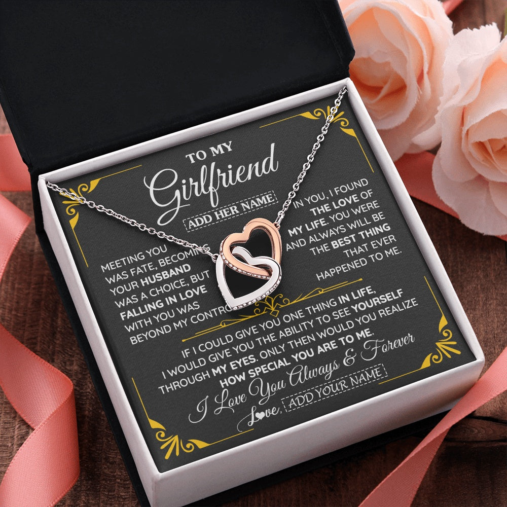 Interlocking Hearts Necklace Stainless Steel & Rose Gold Finish | 2 | Personalized Jewelry To My Girlfriend Necklace Metting You Gift For Girlfriend Romantic Birthday Gifts Valentines Christmas Custom Gift Box Message Card | https://teecentury.