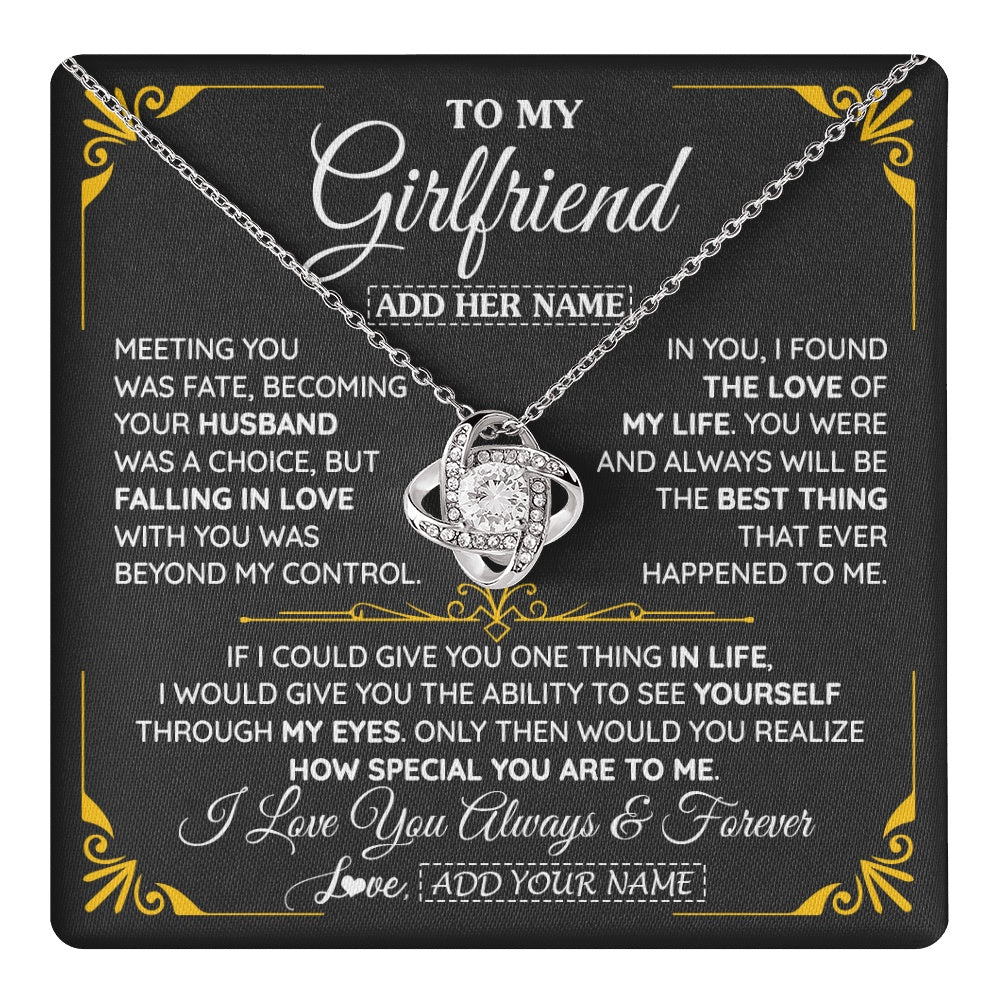 Love Knot Necklace 14K White Gold Finish | 1 | Personalized Jewelry To My Girlfriend Necklace Metting You Gift For Girlfriend Romantic Birthday Gifts Valentines Christmas Custom Gift Box Message Card | https://teecentury.