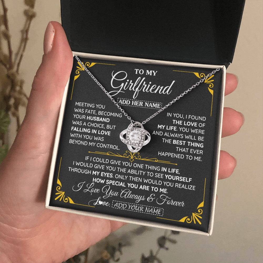 Love Knot Necklace 14K White Gold Finish | 2 | Personalized Jewelry To My Girlfriend Necklace Metting You Gift For Girlfriend Romantic Birthday Gifts Valentines Christmas Custom Gift Box Message Card | https://teecentury.